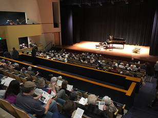 Concert setup inside the Golden Gateway performing arts auditorium
