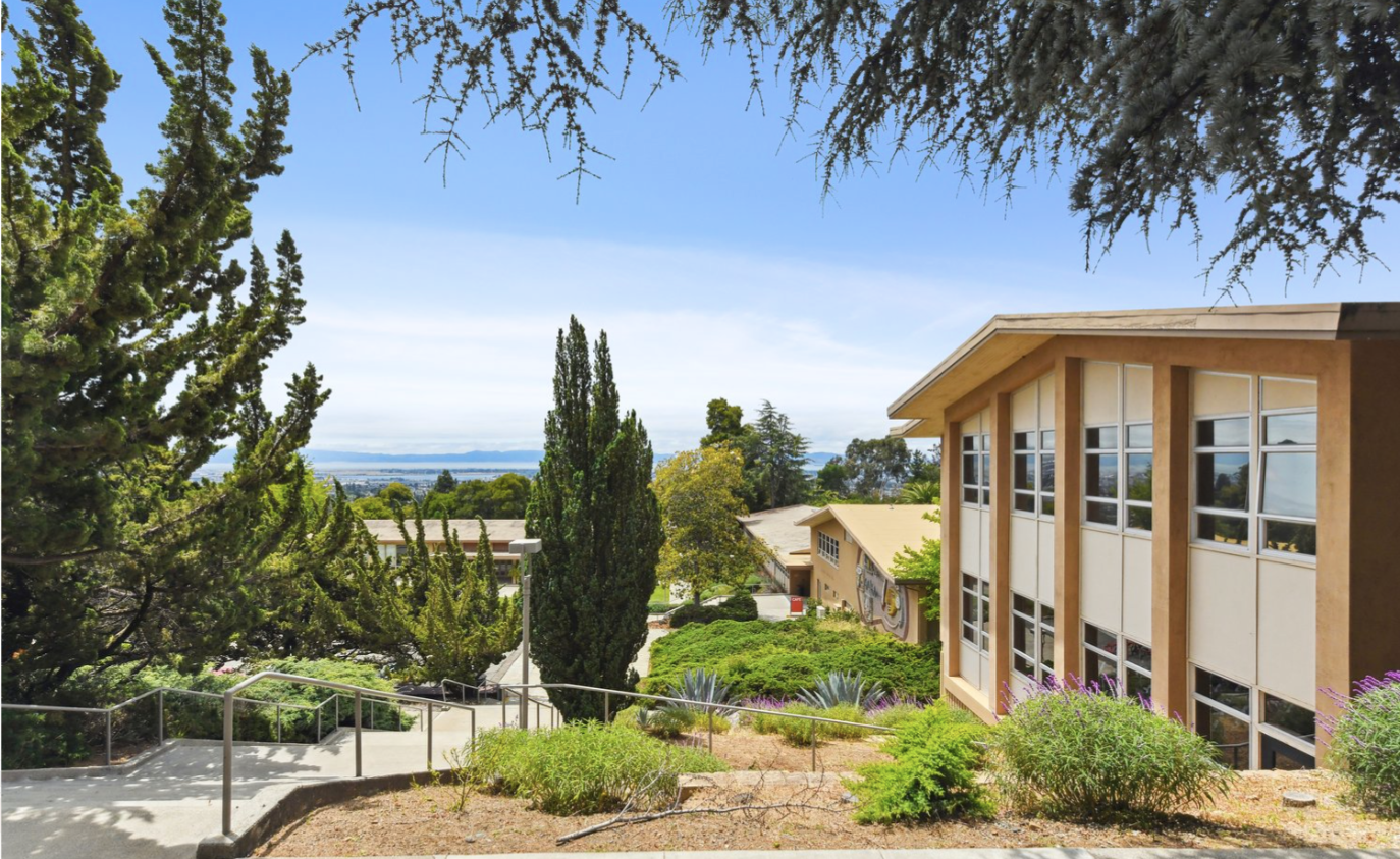 Holy Names University campus exterior with panoramic Bay Area views