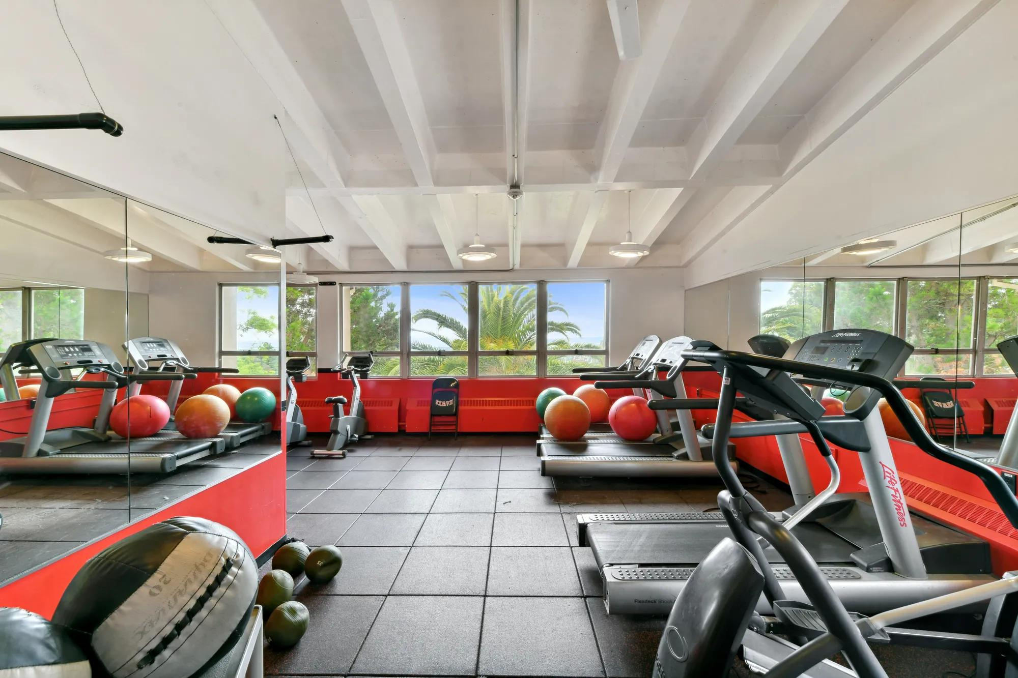 Fitness center and gym equipment at Golden Gateway campus