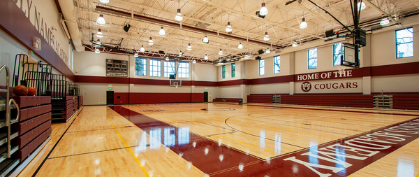 Division 2 gymnasium with full basketball court at Golden Gateway