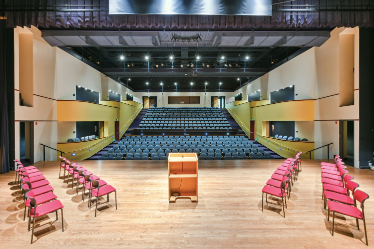 Theater stage inside the Golden Gateway performing arts center